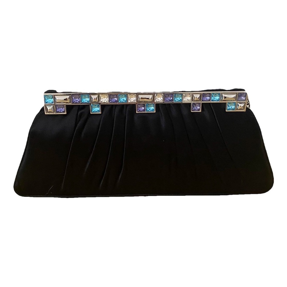 Judith Leiber Elegant Black Clutch with Gem Accents